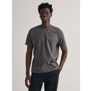 OFF 15% GANT Mens Anthracite Melange Regular Fit Shield T-Shirt - Male ... Designerwear